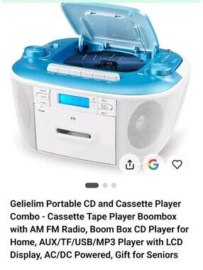 Gelielim Portable CD and Cassette Player Combo - Cassette Tape Player Boombox...